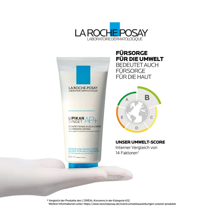 shopapotheke La Roche Posay Lipikar Syndet AP+ Rückfettendes Duschgel für extrem trockene zu Neurodermitis neigende Haut auch für neugeborene Babys und Kinder Rabatt