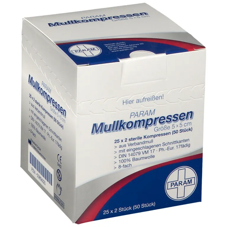 shopapotheke PARAM Mullkompressen 5 cm x 5 cm steril 8-fach