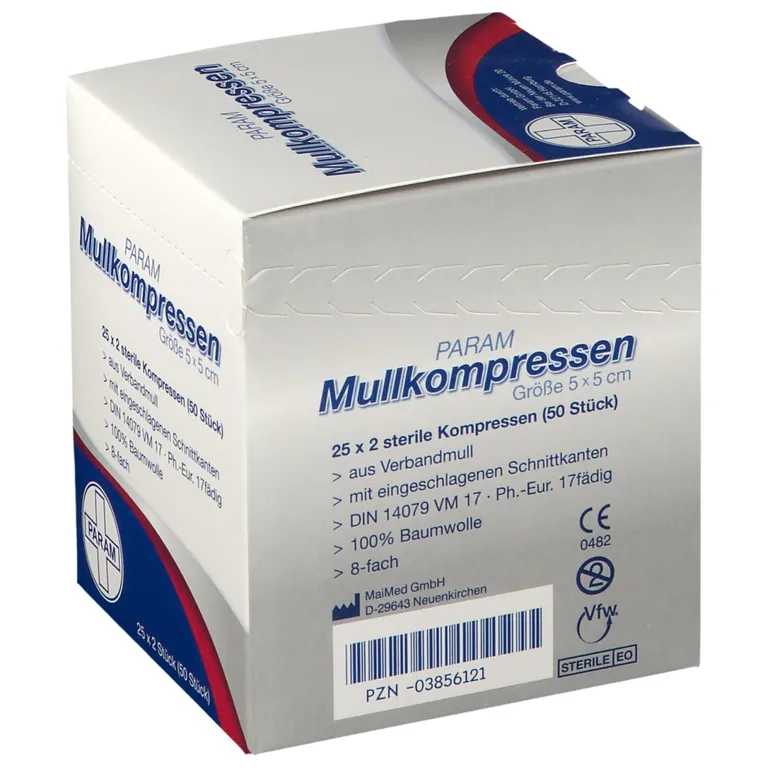 shopapotheke PARAM Mullkompressen 5 cm x 5 cm steril 8-fach Rabatte dieses Monats
