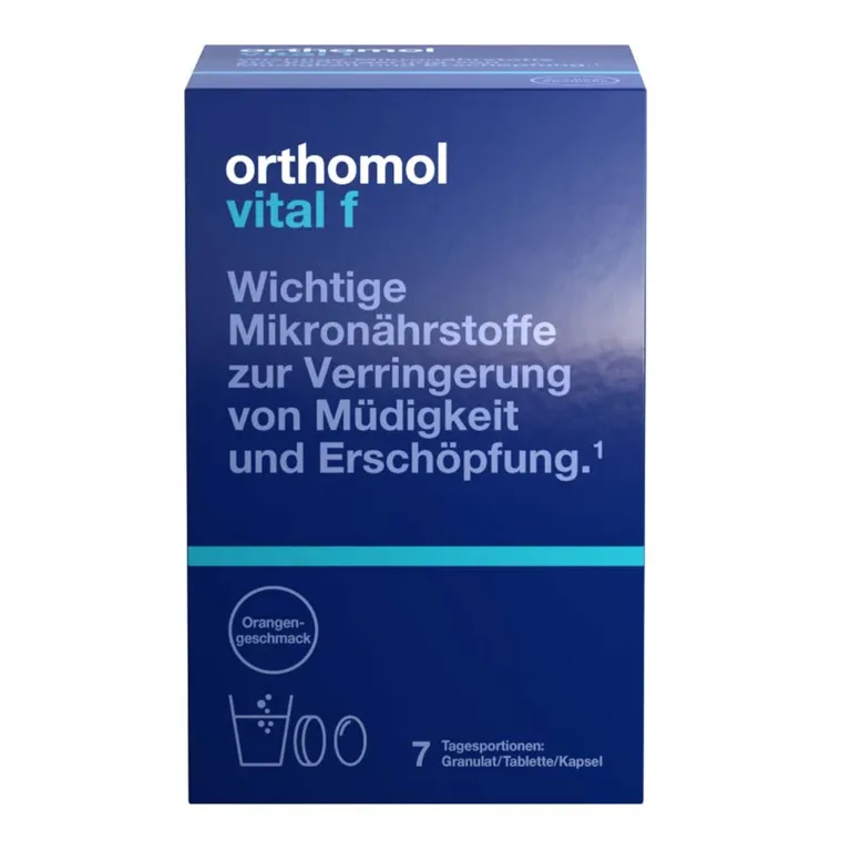 shopapotheke Orthomol Vital f für Frauen - bei Müdigkeit - mit B-Vitaminen Omega-3 Magnesium - Granulat/Tabletten/Kapseln - Grapefruit-Geschmack Fabrikverkauf