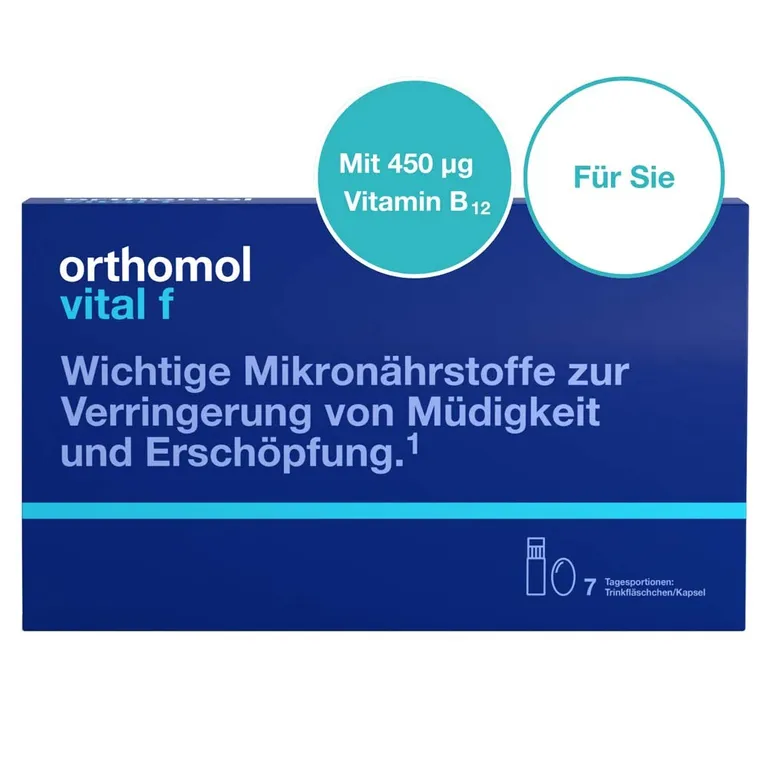 shopapotheke Orthomol Vital f - Mikronährstoffe für Frauen - bei Müdigkeit und Erschöpfung - mit B-Vitaminen Omega-3 und Magnesium - Trinkampullen/Kaps Großer Ausverkauf
