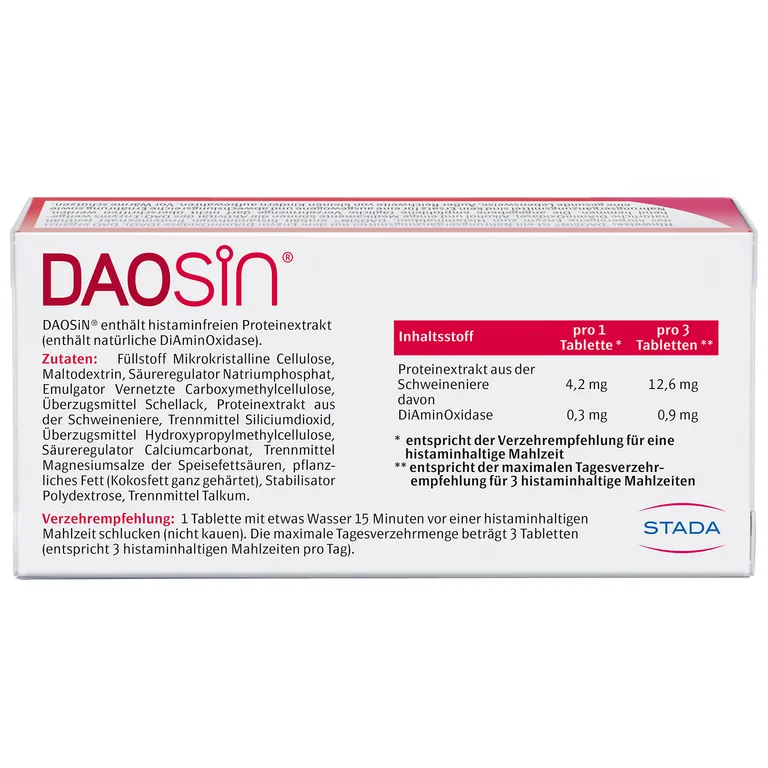 shopapotheke DAOSiN® Tabletten zur Ergänzung des körpereigenen DAO-Enzyms zum Histaminabbau aus der Nahrung Kostenlose Rückgabe