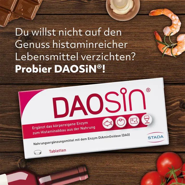 shopapotheke DAOSiN® Tabletten zur Ergänzung des körpereigenen DAO-Enzyms zum Histaminabbau aus der Nahrung Kostenlose Rückgabe