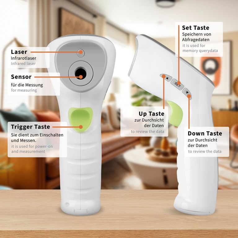 shopapotheke Pulox 2-in-1 Infrarot Fieberthermometer und Oberflächenthermometer Speichern exportieren