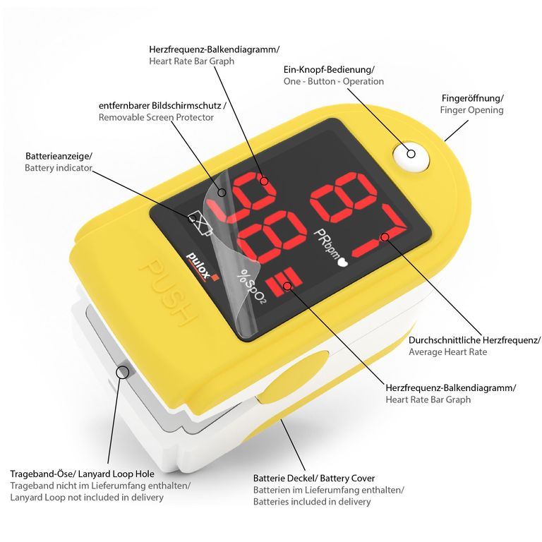 shopapotheke Pulox PO-100 Solo - Finger-Pulsoximeter - Gelb Fabrikverkauf