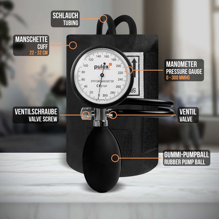shopapotheke Pulox Manuelles Blutdruckmessgerät - Aneroid Doppelschlauch-Sphygmomanometer VIP-Rabatte