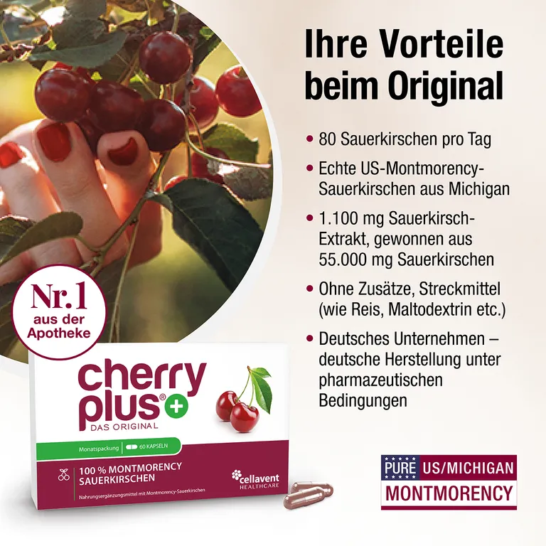 shopapotheke CHERRY PLUS® - Montmorency-Sauerkirsch-Kapseln Kostenloser Versand