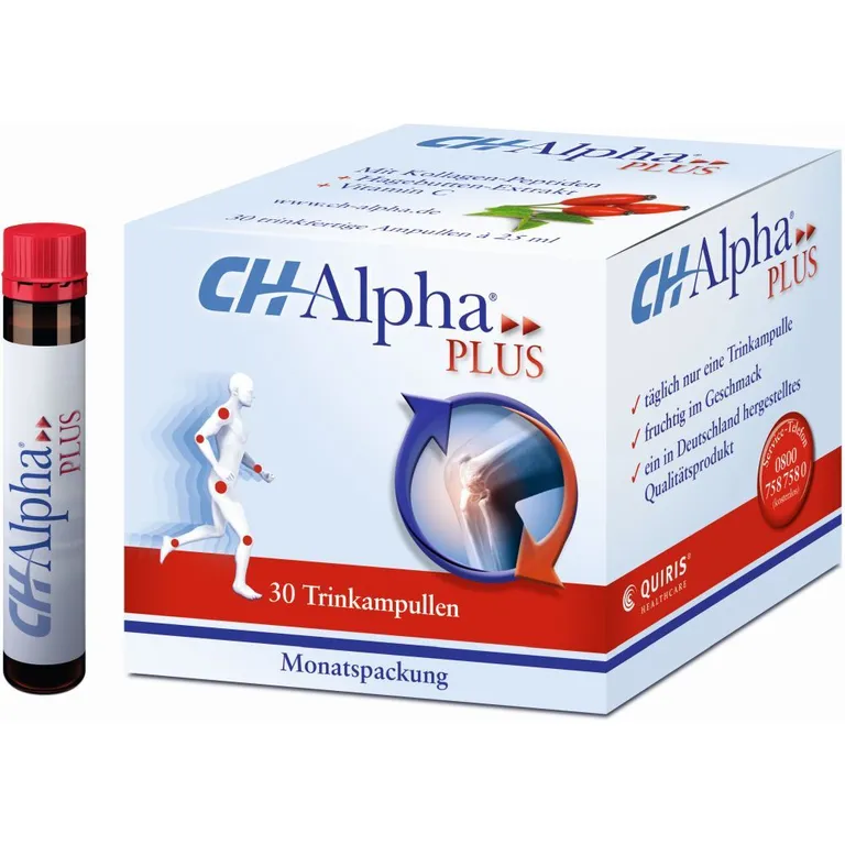 shopapotheke CH-Alpha PLUS Gelenk Kollagen Trinkampullen für gesunde Gelenke und Knorpel mit Hagebuttenextrakt und Vitamin C