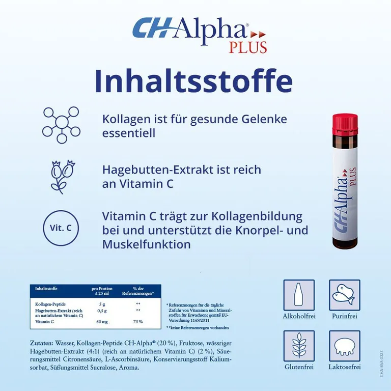 shopapotheke CH-Alpha PLUS Gelenk Kollagen Trinkampullen für gesunde Gelenke und Knorpel mit Hagebuttenextrakt und Vitamin C Fabrik Onlineshop