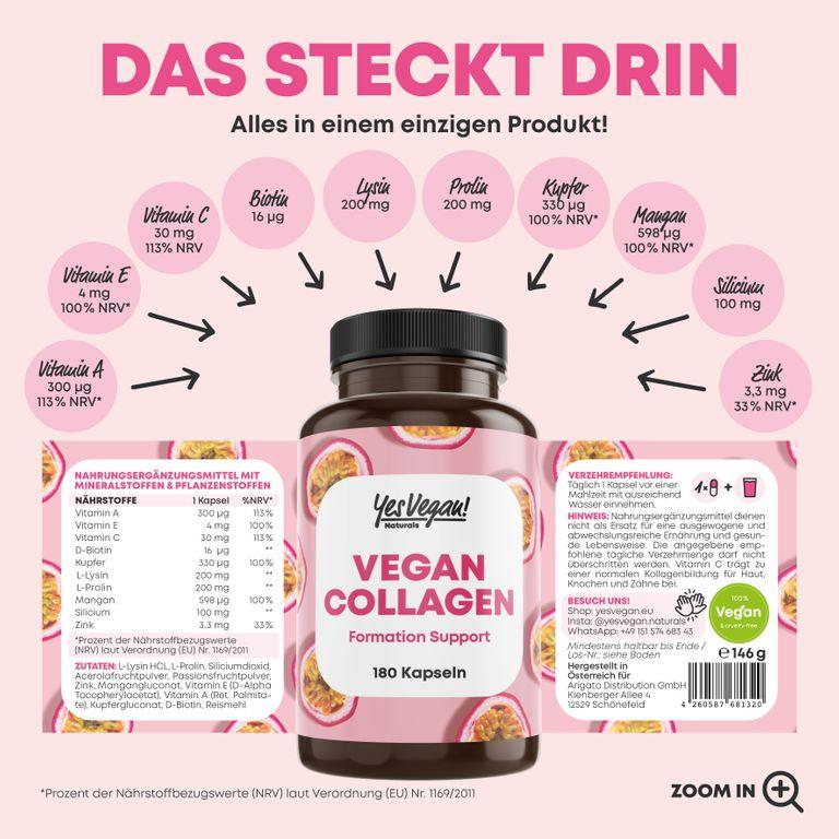 shopapotheke Vegan Collagen (180 Kapseln) mit Aminosäuren Vitamin A C E Biotin Silicium Zink und Mangan Saisonale Angebote