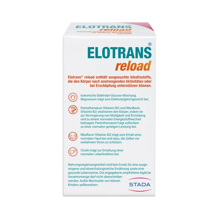 shopapotheke Elotrans® reload – Veganes Trinkpulver – nach anstrengenden Aktivitäten oder bei Erschöpfung Isotonische Elektrolyt-Glucose-Mischung - Jetzt 20% mit dem Code stada20 sparen* Bis zu 50% Rabatt