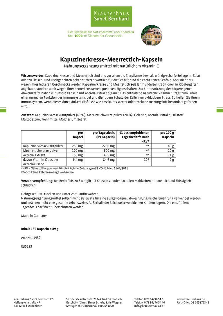 shopapotheke Sanct Bernhard Kapuzinerkresse-Meerrettich-Kapseln Rabatte dieses Monats