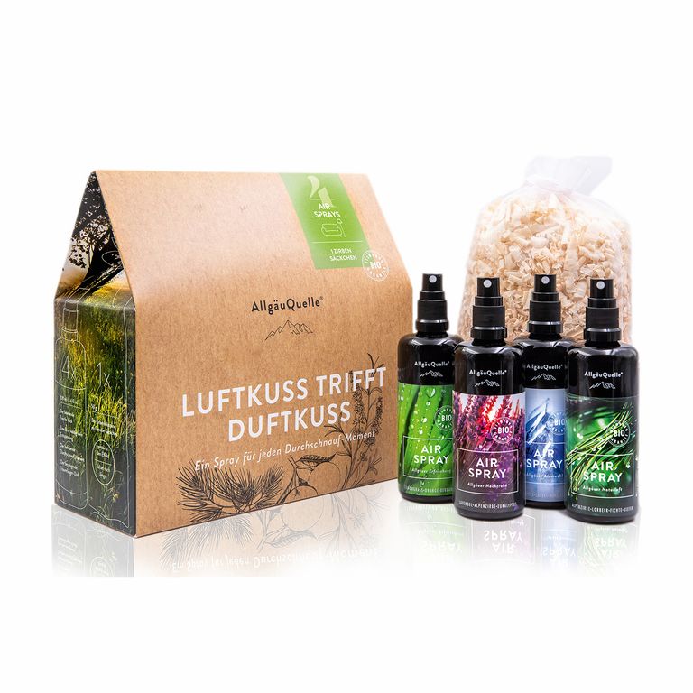 shopapotheke AllgäuQuelle Bio Raumspray-Set 100% Bio-Duftölen inkl. Bio-Zirben-Säckchen Raumduft Raumerfrischer