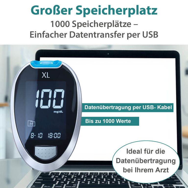 shopapotheke GlucoCheck XL Blutzuckermessgerät [mg/dl] + 60 Teststreifen Kostenlose Rückgabe