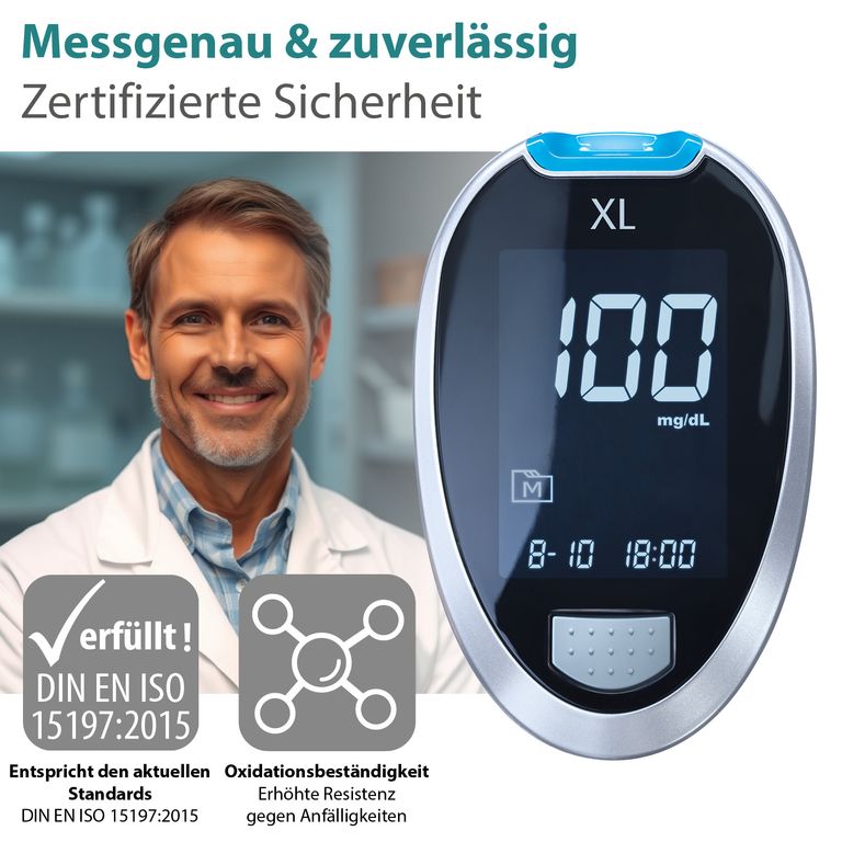 shopapotheke GlucoCheck XL Blutzuckermessgerät [mg/dl] + 60 Teststreifen Kostenlose Rückgabe